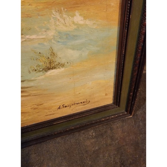 Vintage Original Oil On Canvas Painting Cabin On Lake STUNNING Landscape Signed - Picture 6 of 13